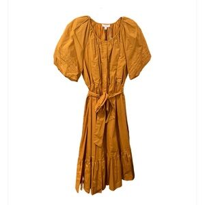 A loves a - mustard puff sleeve midi dress